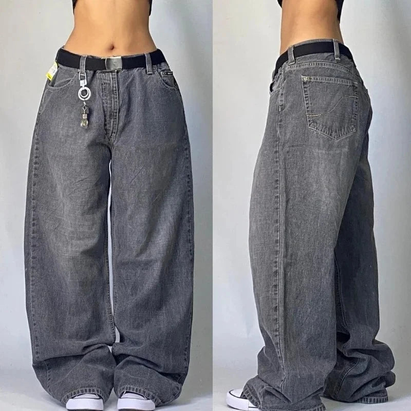Y2K Harajuku New Punk Feng Shui Washing Old Baggy Jeans Female Streetwear Dance Popular Casual Joker High Waist Wide Leg Pants ATFH