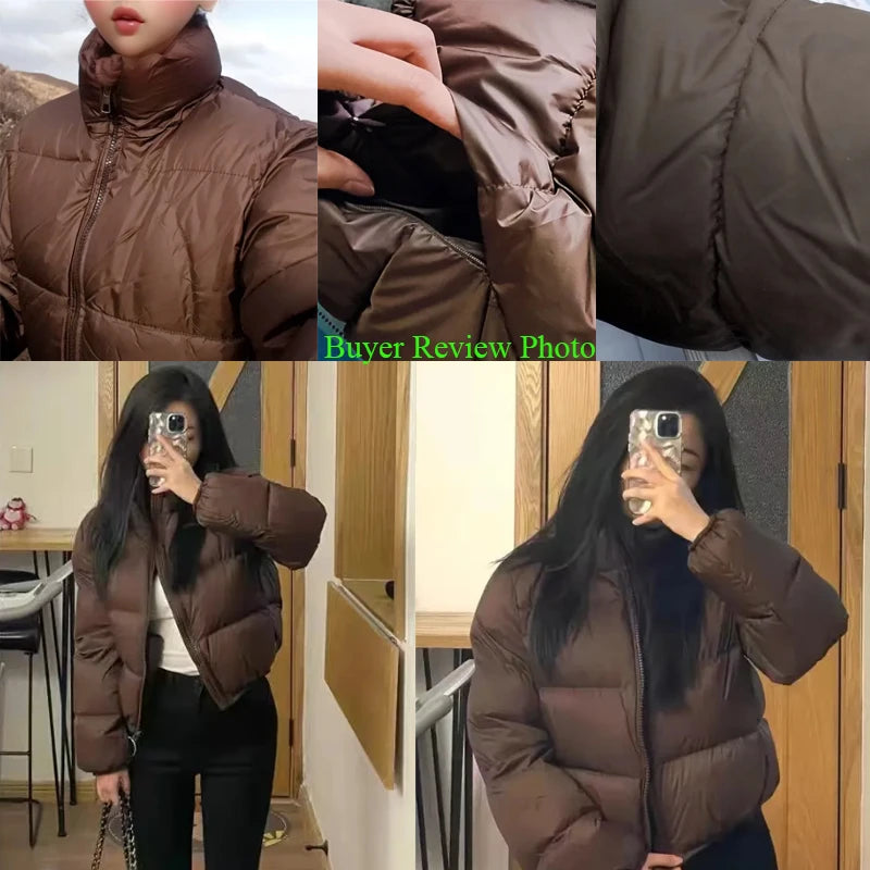 Autumn Winter Jacket for Women New Outwear Female Parka Cotton Winter Woman Coat Solid Color Short Parka Coat ATFH