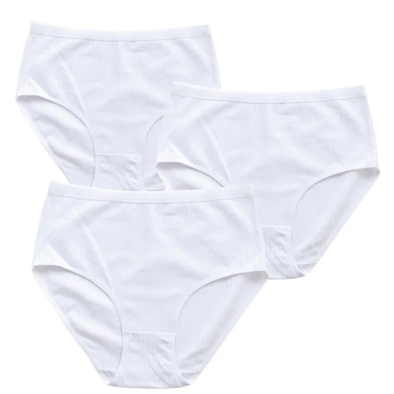 3Pcs/Set Women High Waist Panties Cotton Briefs Tummy Control Underwear Sexy Lingerie Breathable Full-Coverage Underpants S-XXL