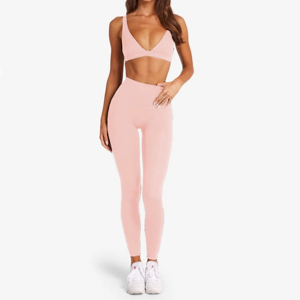 1/2PCS Contour Crop Sport Bra Women Yoga Sets Workout Gym Scrunch High Waist Fitness Push Up Shorts Running Avtive Suits XP187 - ATFH