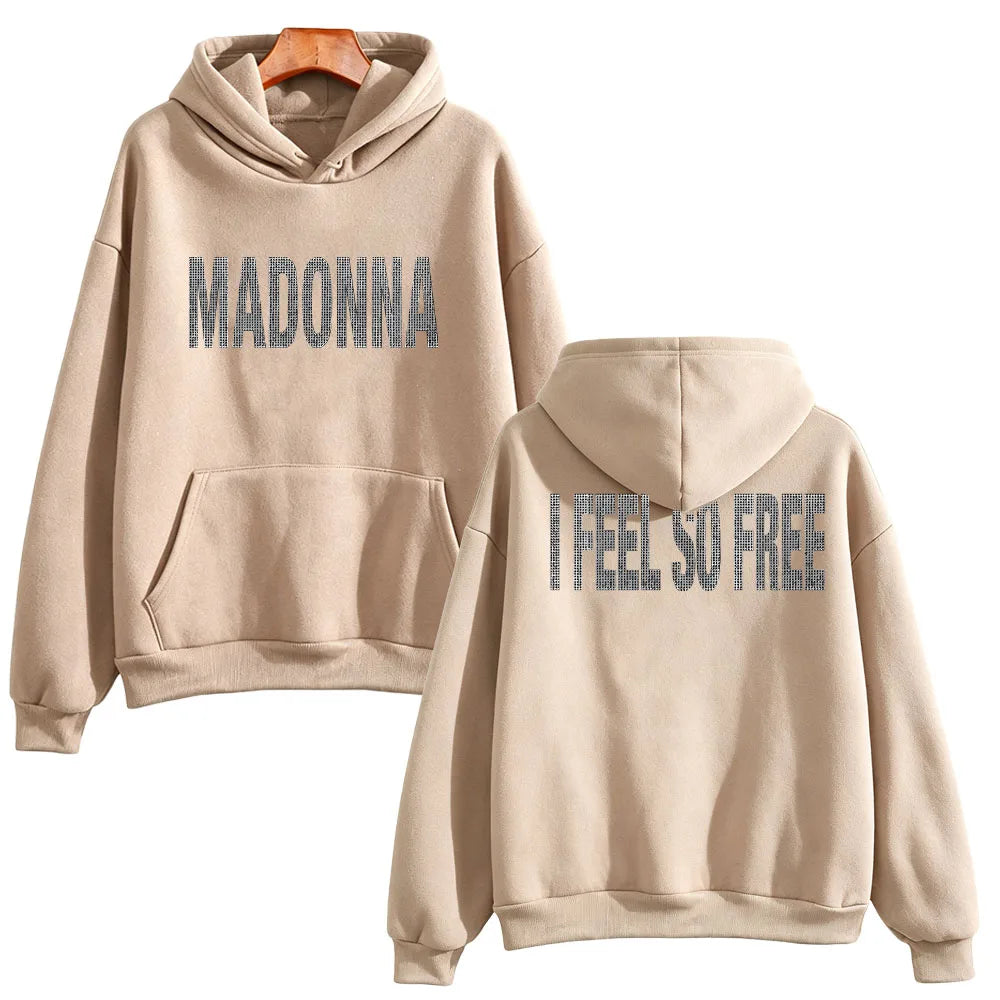 I Feel So Free Hoodie Graphic Printed Hoodie Madonna Merch Vintage Style Sweatshirts Women Men with Hooded Loose Casual Pullover