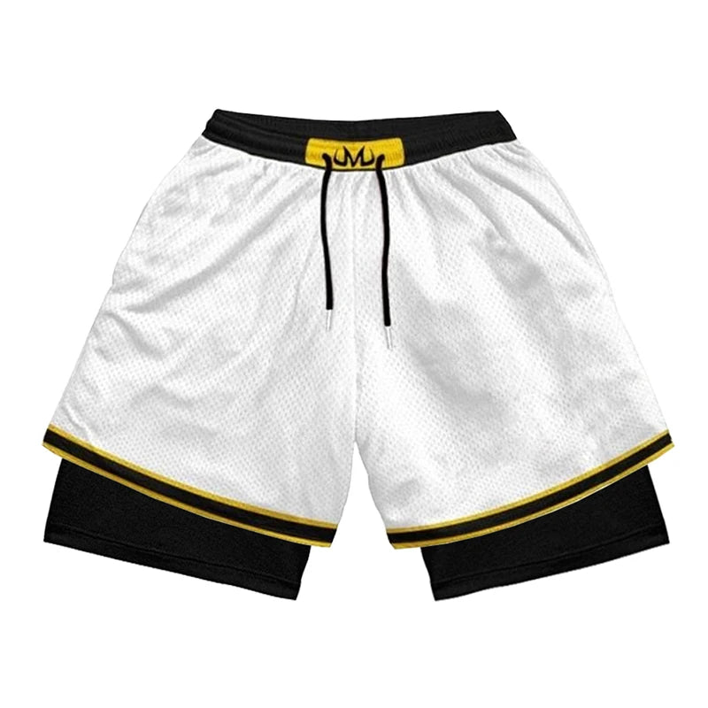 3D Print 2 in 1 Running Workout Shorts for Men Gym Compression Shorts with Side Pockets Summer Athletic Quick Dry Activewear