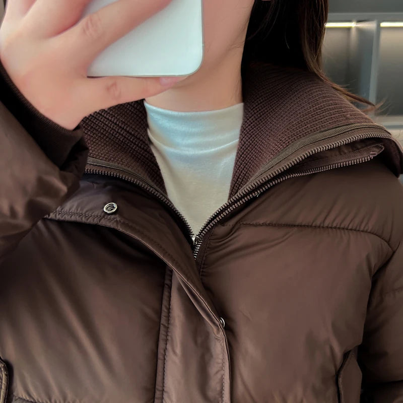 Fashion Winter Coat Female Short Parkas Long Sleeve Loose Thick Warm Women's Jackets ATFH