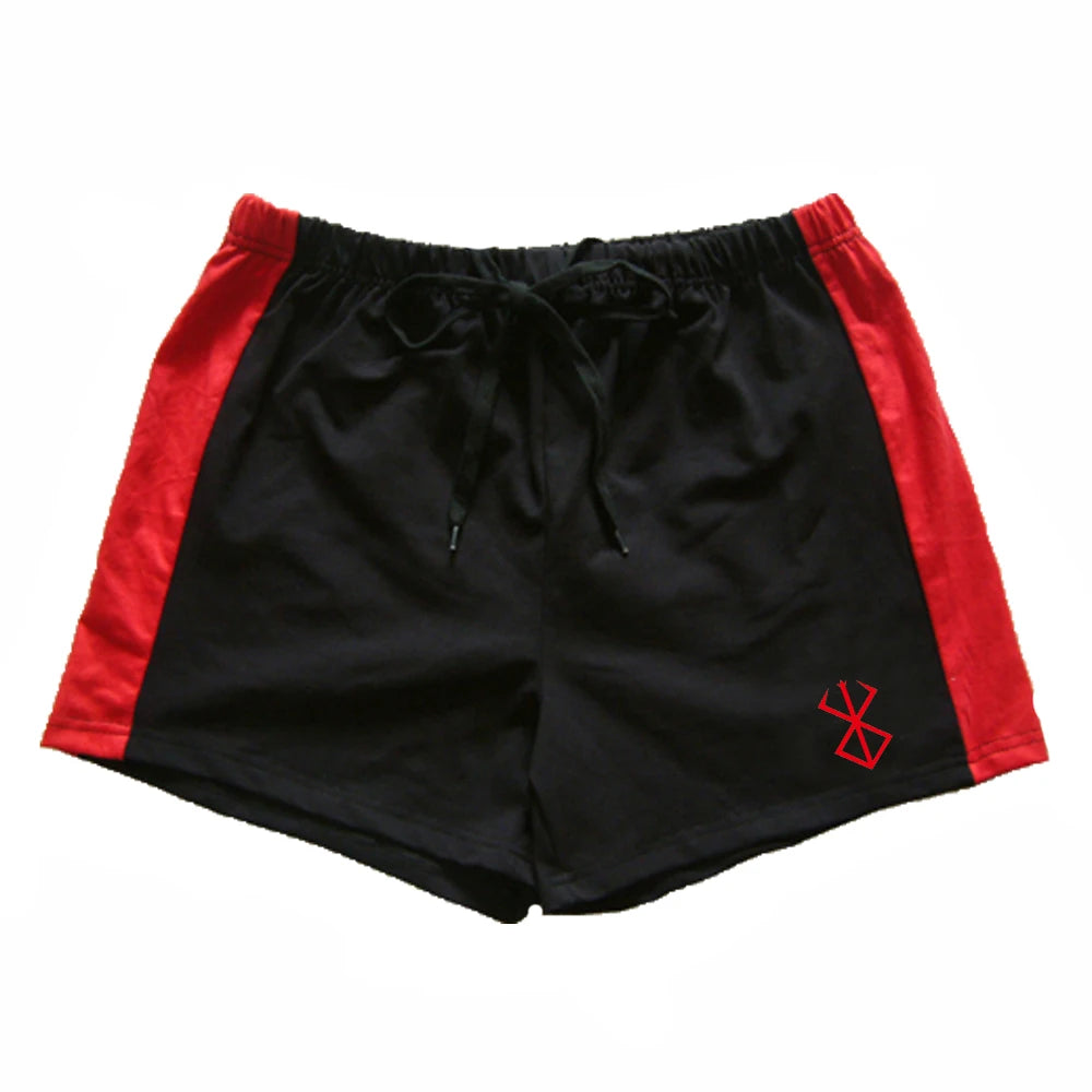 Men's summer fashion trend red printed pattern sports fitness running sports leisure comfortable cool shorts