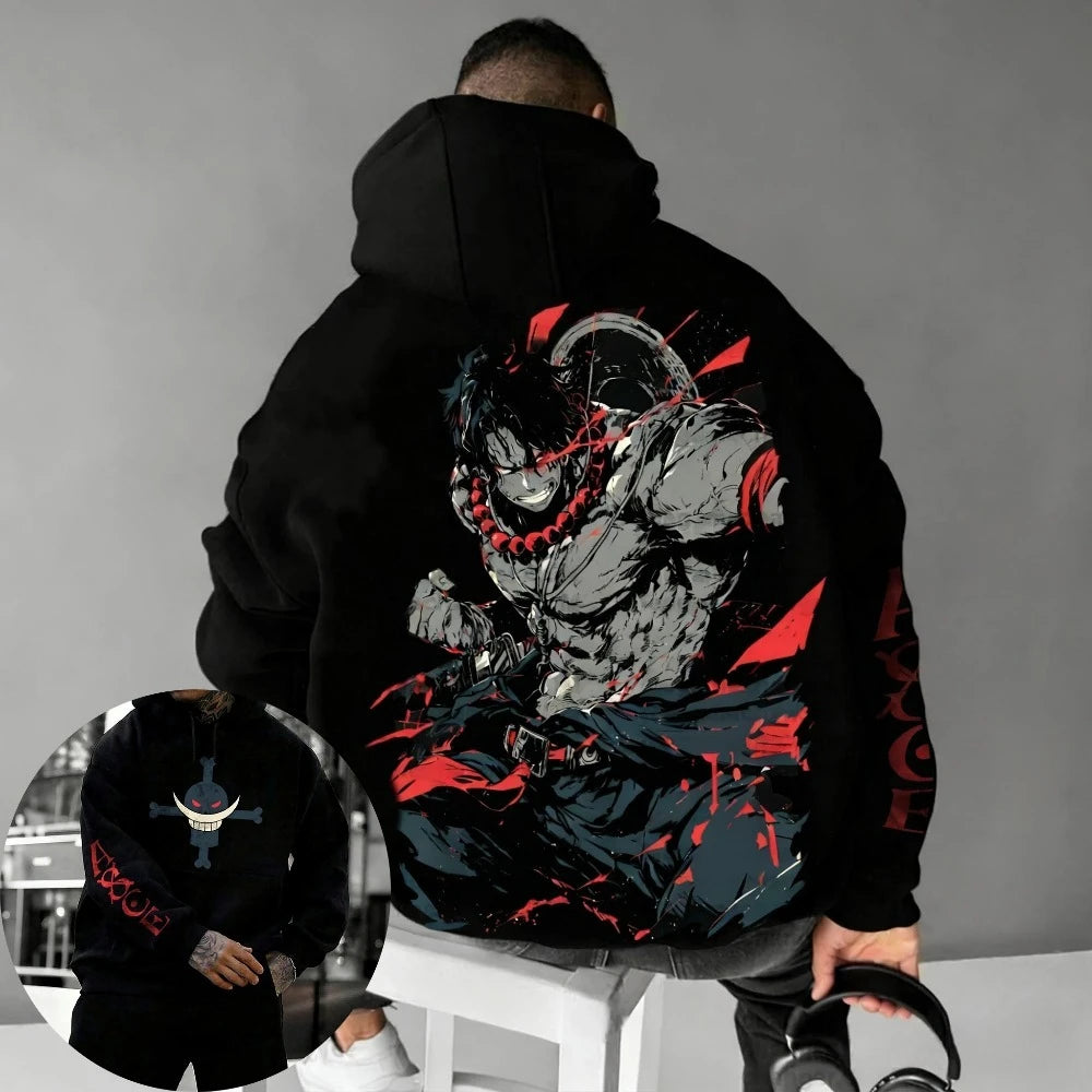 2026 New One Piece Portgas D Ace Printed Hoodie Sweatshirt Men's and Women's Hoodie Men's Tops Sports Hoodie Harajuku Y2K Hoodie - ATFH