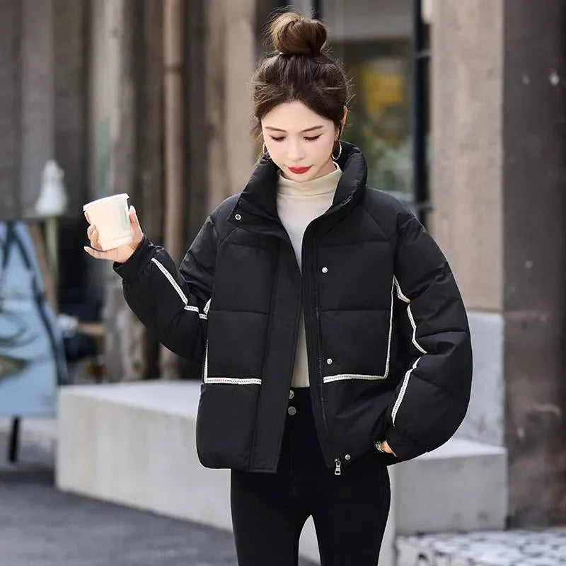 High Quality Women Winter Thick Warm Cotton Jacket Women Parkas New Padded Jacket Stand-Up Collar Thicken Short Jacket Coats ATFH