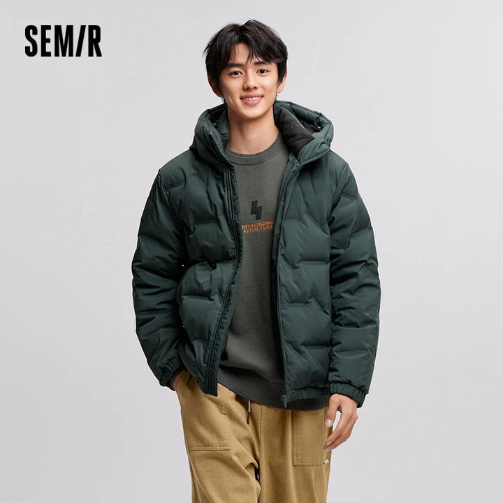 Semir Down Jacket Men 2026 New Waterproof Hooded Outerwear Winter Clothing Solid Color Versatile Thick Down Coat For Man