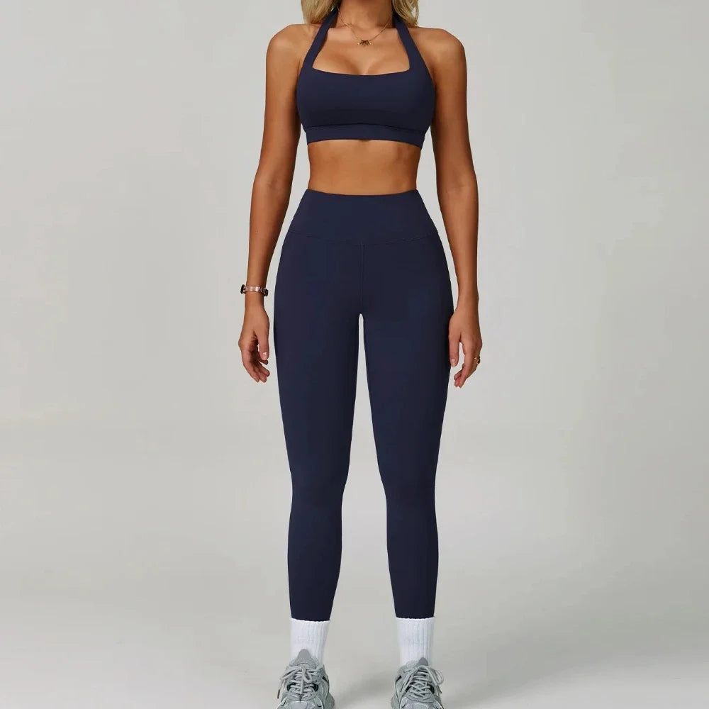 2Pcs Sets Women's Tracksuit Fitness Clothes Yoga Sets Sportswear Workout Bra High Waist Leggings Set Gym Clothing Sports Suits - ATFH
