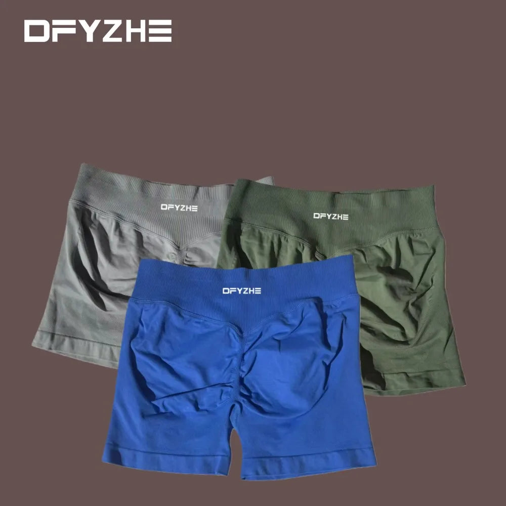 DFYZHE Women's Impact Shorts 4.5" – Seamless High Waist Ribbed Workout Shorts for Yoga Cycling & Fitness Tahsi Fashion House