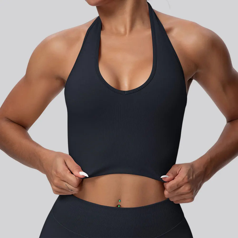 Seamless Sports Bra Gym Top Women Fitness Halter Yoga Bras Gym Crop Top Shockproof Breathable Running Workout Sports Underwear - ATFH