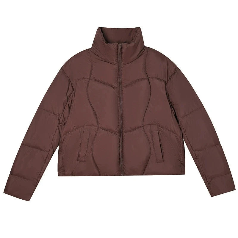 Winter Down Cotton Coat Women Stand Collar Solid Loose Padded Jacket Puffer Parkas Casual Female Bomber Thicken Warm Outwea ATFH