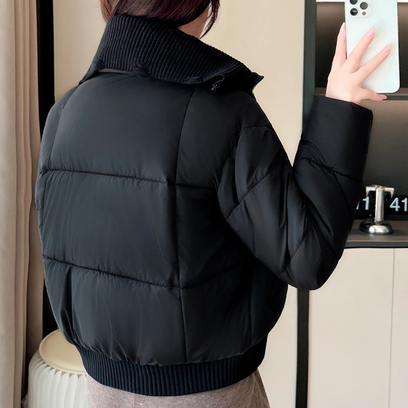 Fashion Winter Coat Female Short Parkas Long Sleeve Loose Thick Warm Women's Jackets ATFH