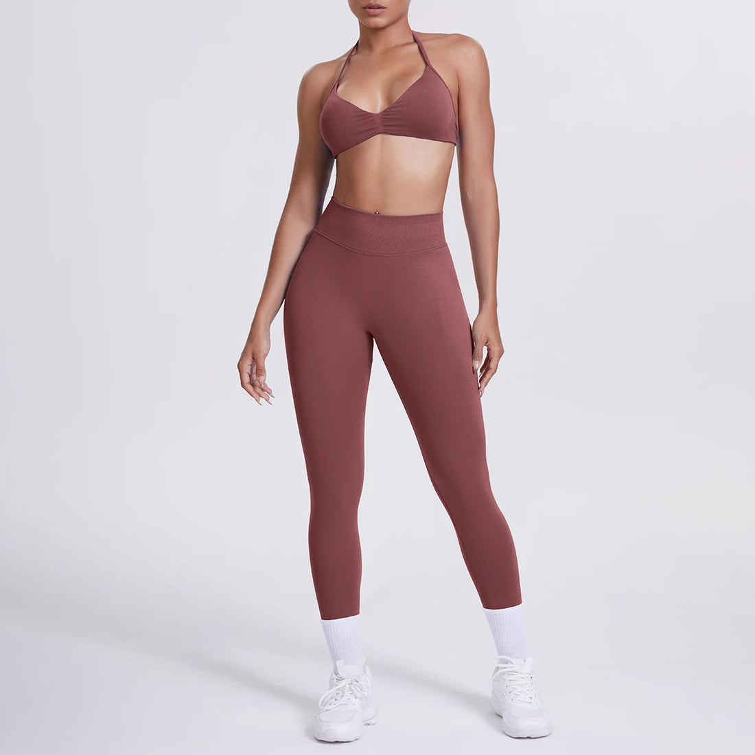 Women 2pcs Patchwork Sport Yoga Suit Training Sleeveless Sport Gym Tops Tummy Control Slimming Booty Leggings Yoga Suit Sports - ATFH