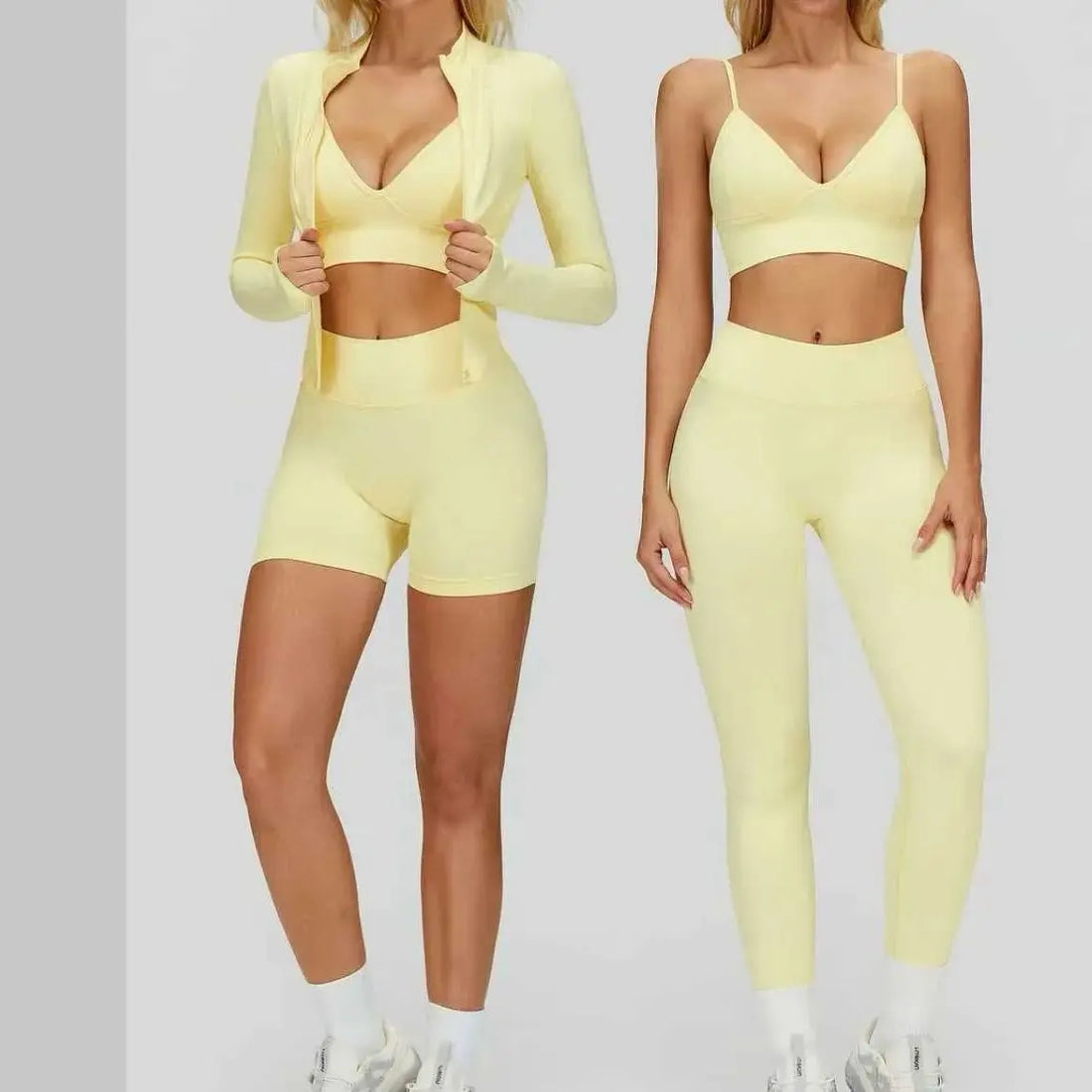 2/3PCS Seamless Tight Yoga Set Sexy Women Tracksuit Waist Cinching Slimming Quick Drying Fitness Set Running Exercise Sports Set - ATFH