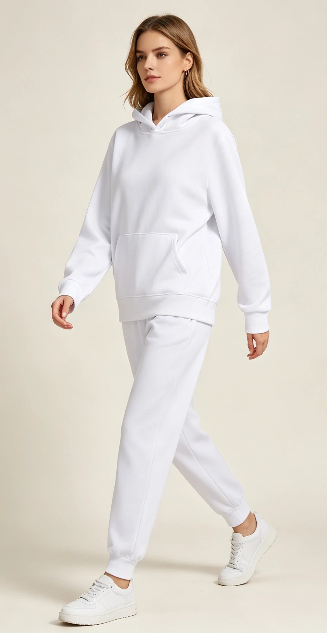 Autumn and Winter Casual Sports Hoodie Set Solid Color Women's Fashion Loose Hoodie Women's Pullover Pants Set