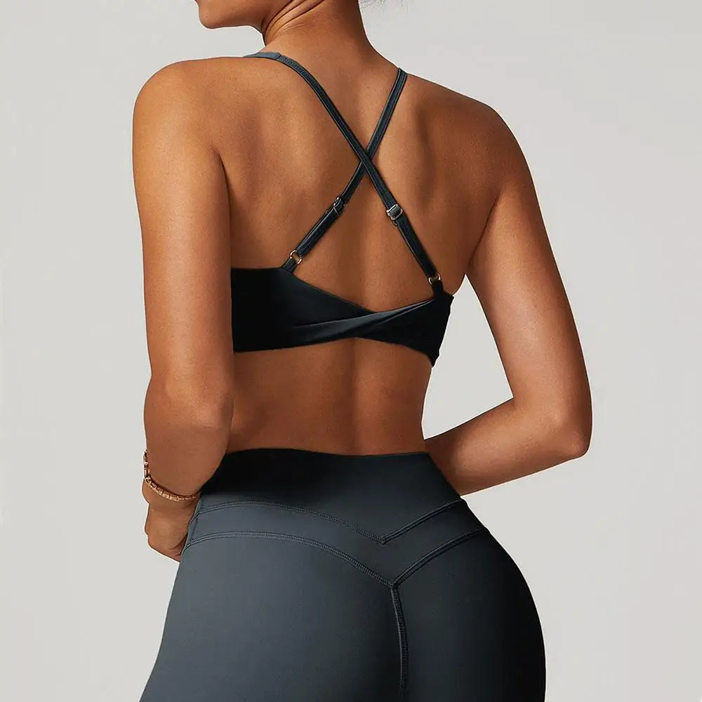 Women Sports Bra Women Fitness Bra Halter Sports Underwear Naked Feel Sexy Yoga Gym Push Up Workout Bra Padded Bralette Bathsuit - ATFH