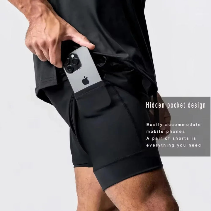 One Piece Men's Double Shorts Roronoa Zoro Japanese Anime Fake Two-Piece Summer 2-in-1 Fitness Sports Quick-Drying Y2K Shorts