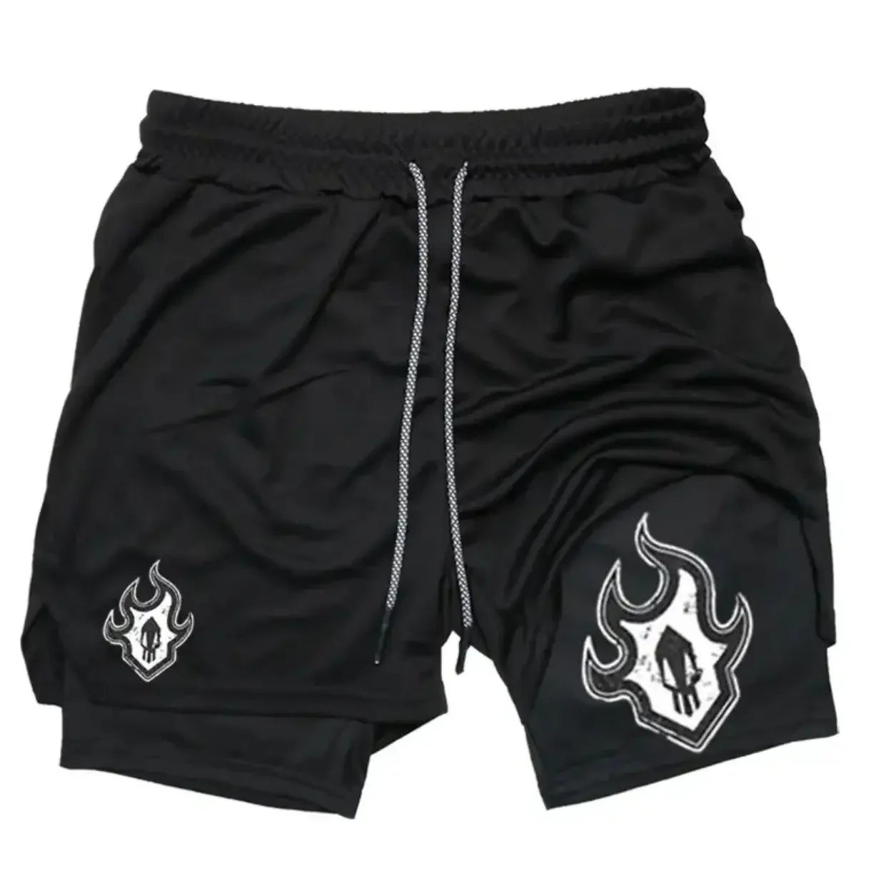 2025 New Summer Anime Pattern Print Adult Double-Layer Fashion Fitness Casual Shorts