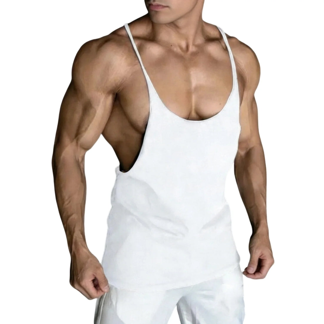 Men's Stringer Bodybuilding Tank Tops Fashionable Solid Color Casual Workout Vest Shirt for Training Running