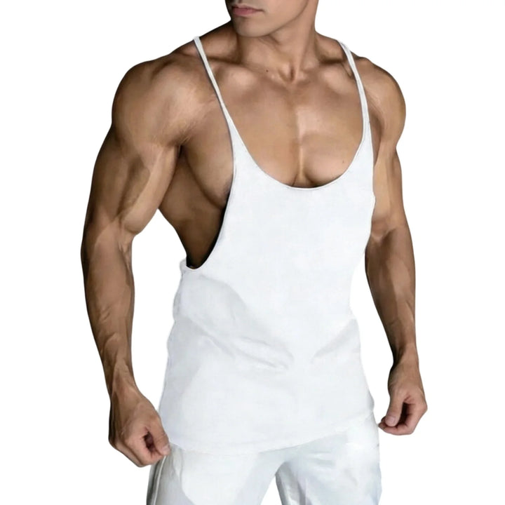 Men's Stringer Bodybuilding Tank Tops Fashionable Solid Color Casual Workout Vest Shirt for Training Running
