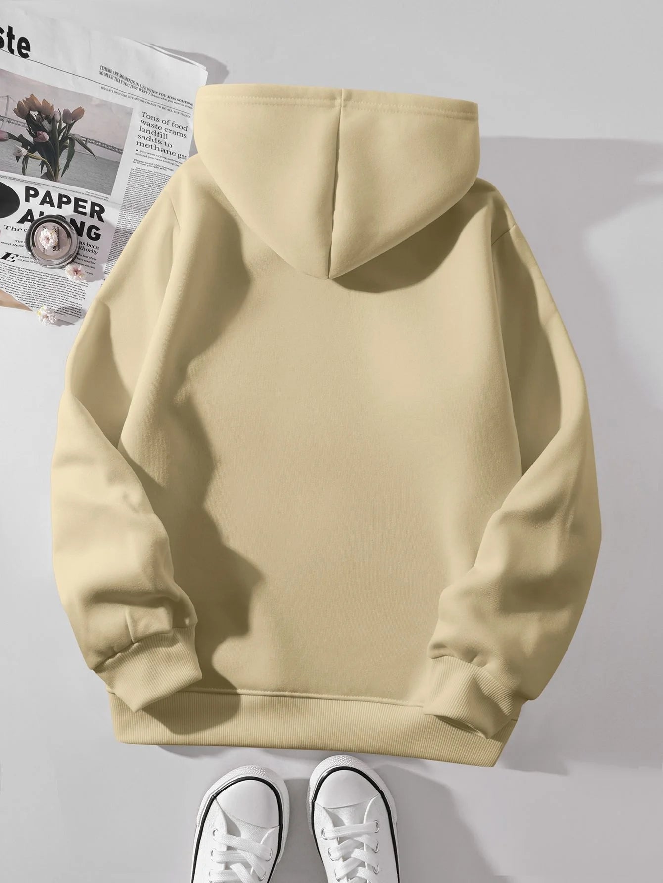 [Plus Size Hooded Sweatshirt] Women's Plus Size Casual Hooded Sweatshirt, "auntie" Print, Long Sleeve Pullover, Polyester 100% - ATFH