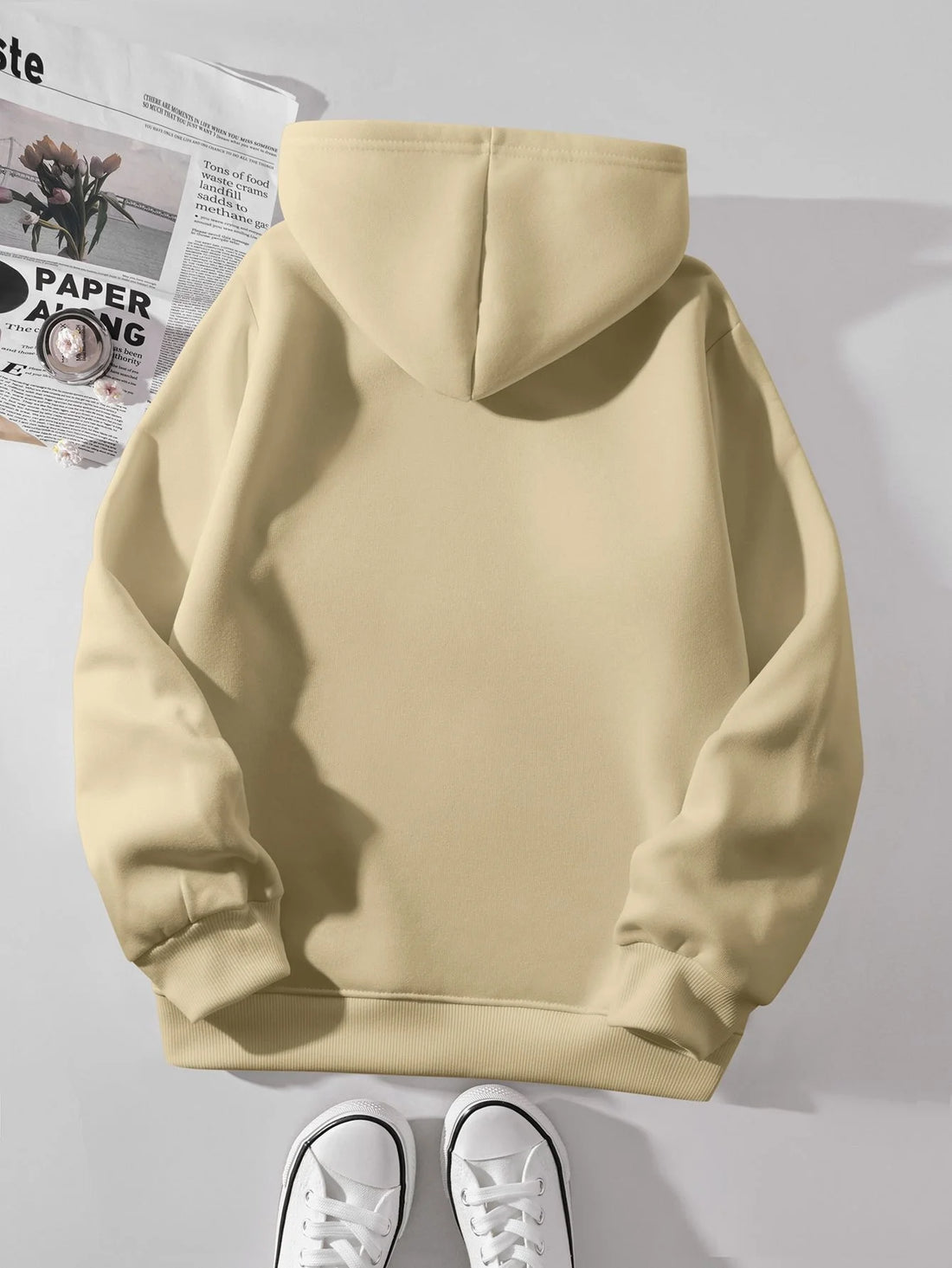 [Plus Size Hooded Sweatshirt] Women's Plus Size Casual Hooded Sweatshirt, "auntie" Print, Long Sleeve Pullover, Polyester 100% - ATFH