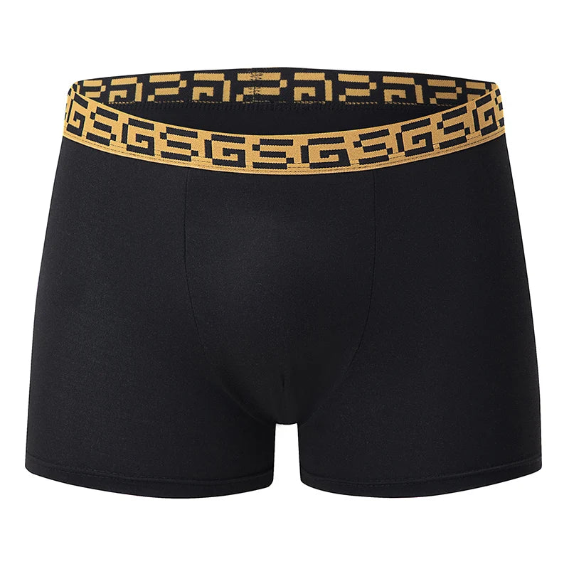 5-piece Set Of Men's Black Classic Elastic Waisted Underwear Quick Drying Comfortable Sporty Youth Trend Flat Corner Pants