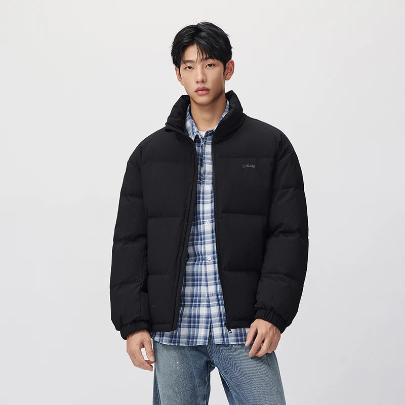 Semir Men Down Jacket 80 Percent Down Fill Minimal Design Textured Puffer Letter Embroidery 2026 New Winter Daily Wear
