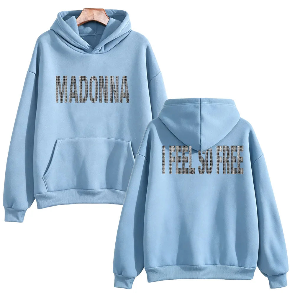 I Feel So Free Hoodie Graphic Printed Hoodie Madonna Merch Vintage Style Sweatshirts Women Men with Hooded Loose Casual Pullover