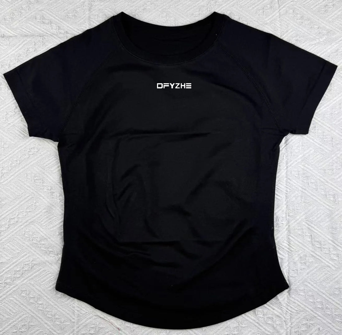 DFYZHE Impact Short Sleeve Top Women's Running Sports T-shirt Summer Short Sleeve Round Neck Elastic Yoga Fitness Top Breathable - ATFH