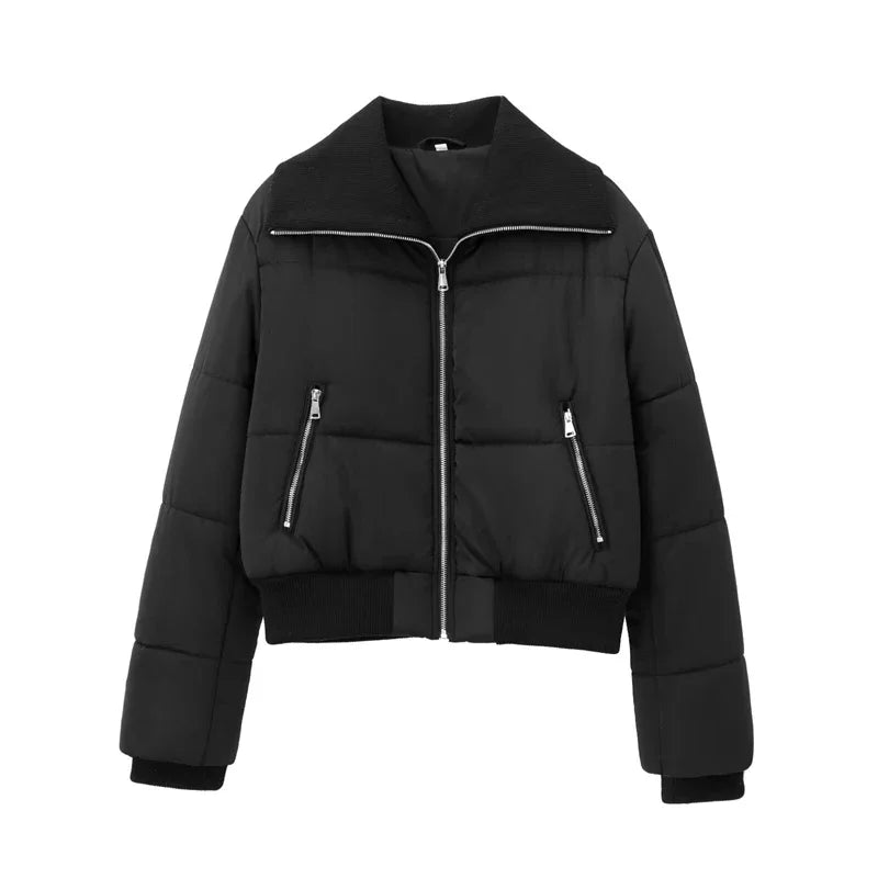 Women Casual Solid Black Jacket Coat Thickened Warm Winter Coat Female Elegant Lady Long Sleeve Fashion Tops Outwear Streetwear