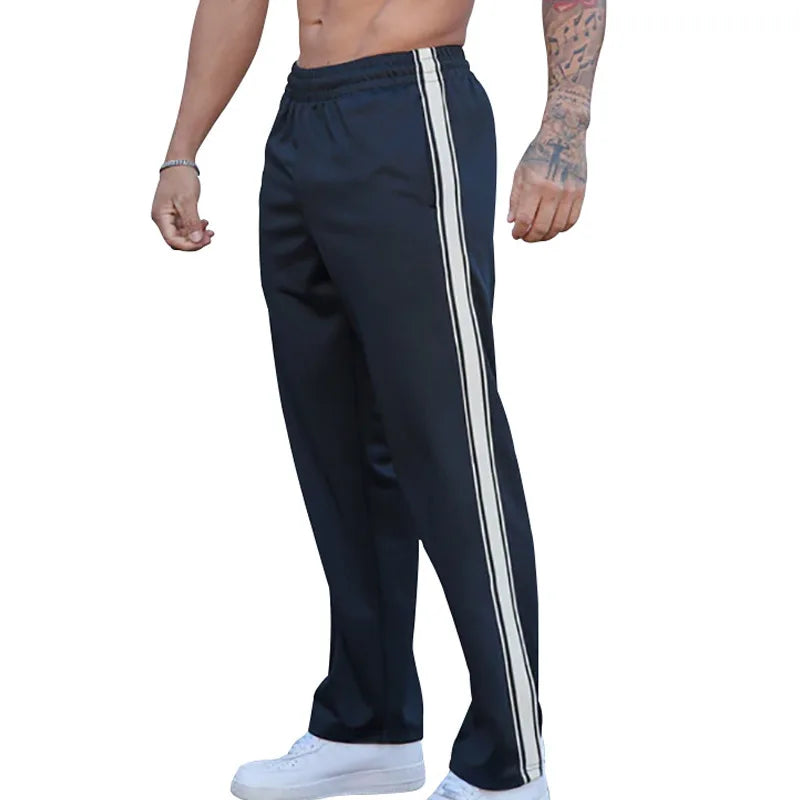 2024 cross-border spring and summer new trendy brand strips men's straight-leg pants American loose sports trousers sweatpants