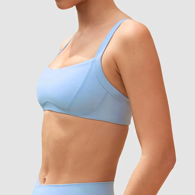 High Elastic Nude Feeling Breathable Elastic Cross Waist Three-point Shorts Suspender Beautiful Back Sports Underwear Yoga Suit - ATFH