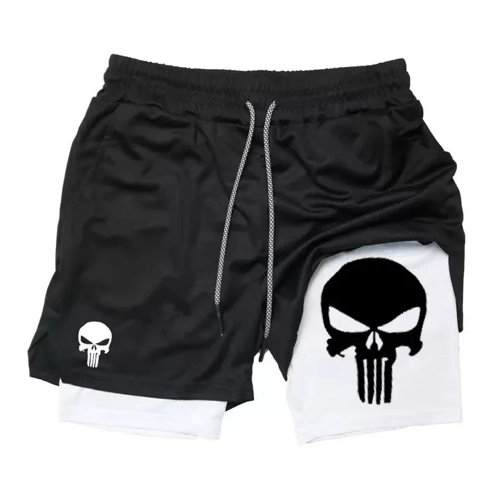 Summer Men's 2-in-1 Sports Shorts with Phone Bag, Quick Drying Fitness Running Shorts