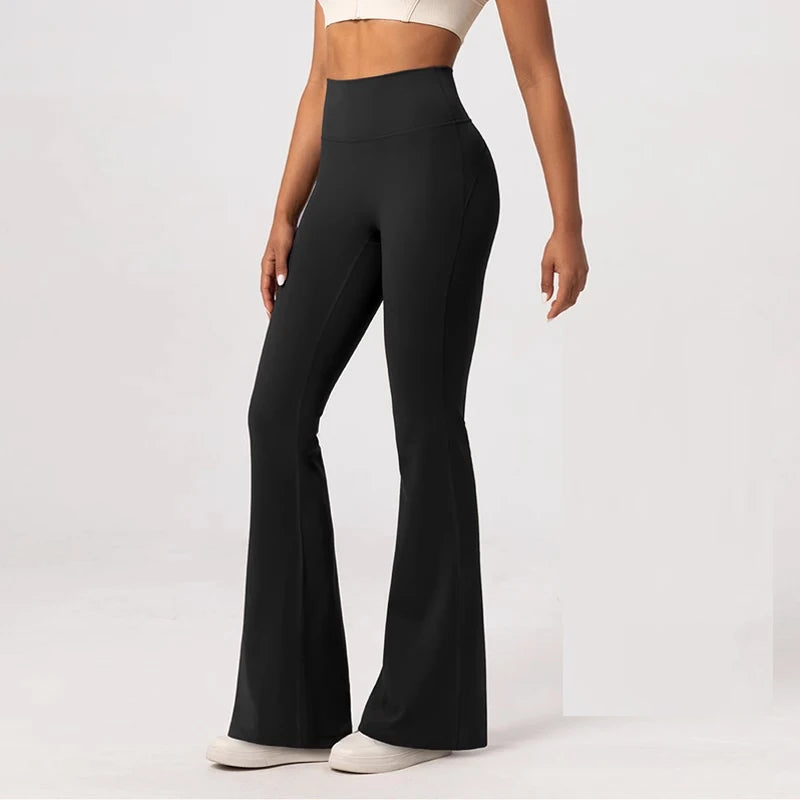 High-end Flared Yoga Leggings Yoga Pants High Waist Wide Leg Pants Bottoms Breathable Gym Casual Sports Bell Leggings Female ATFH