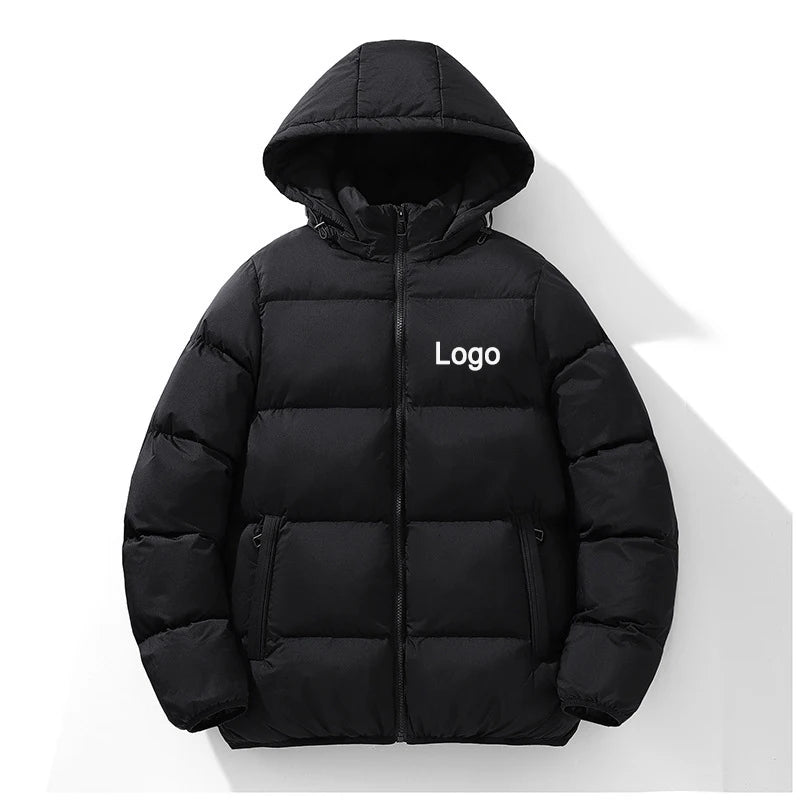 Customized Winter Down Jacket Men Fashion Personality Loose Thicked Keep Warm Zipper Jacket Women Hooded Coats Outerwear