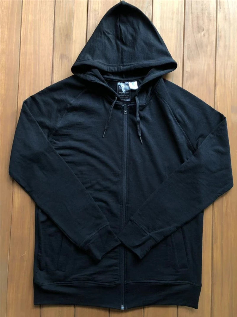 250GSM Merino Wool Hoodie Jacket Mens Womens Middleweight Long Sleeve Thermal Jacket for Sports Hiking Running Casual Jackets - ATFH
