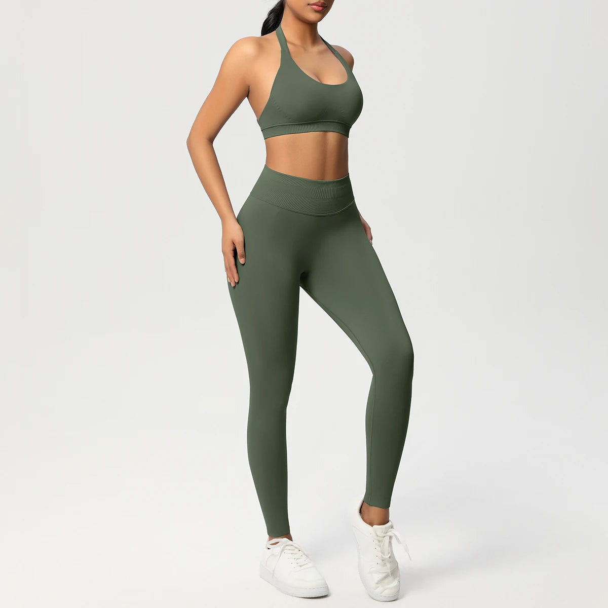 2 Piece Yoga Clothes Women's Tracksuit Athletic Wear Pilates Fitness Suit Gym Workout Push Up Clothes Sports Bra Leggings Suit - ATFH