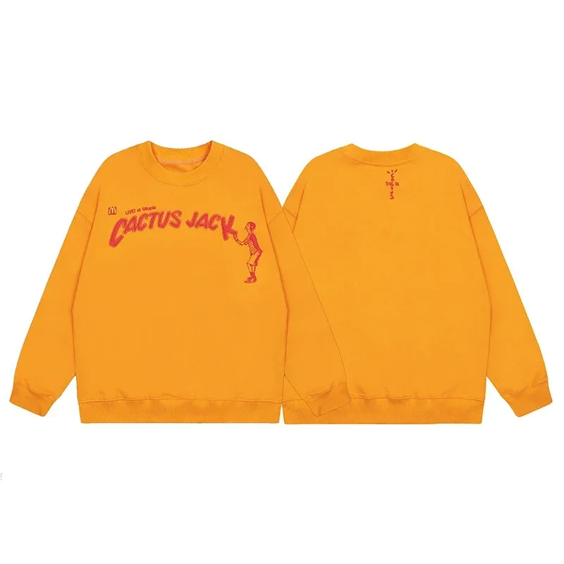 Winter Brown Fleece Utopia Jackets High Quality Vinatge Print Zipper Hoodie Hiphop Street Cactus Jack Hoodys Men Women Cleanfit - ATFH