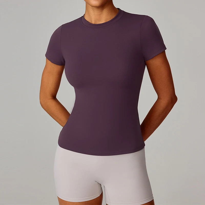 MEXZT Running Sports T Shirts Women GYM Yoga Running Fitness Tops Summer Short Sleeve Breathable Tees Fashion Tight Clothes New - ATFH