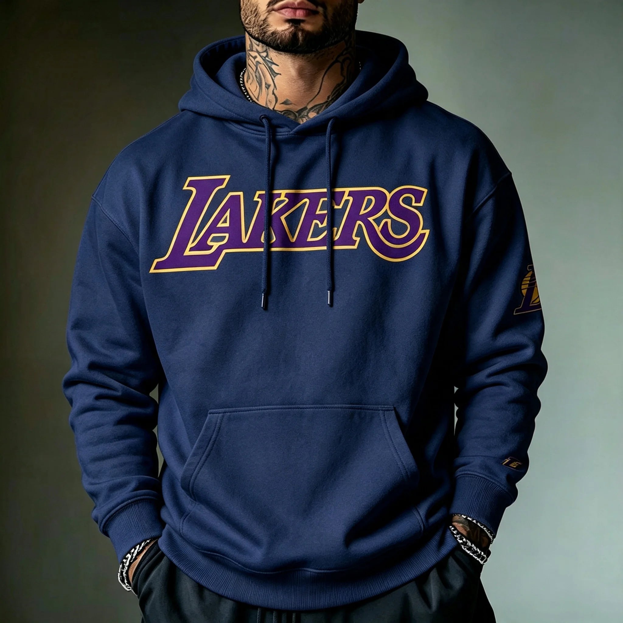 Los Angeles Lakers hoodie - Fashionable trend street style men's fitness muscle casual hooded sweatshirt for sports activities