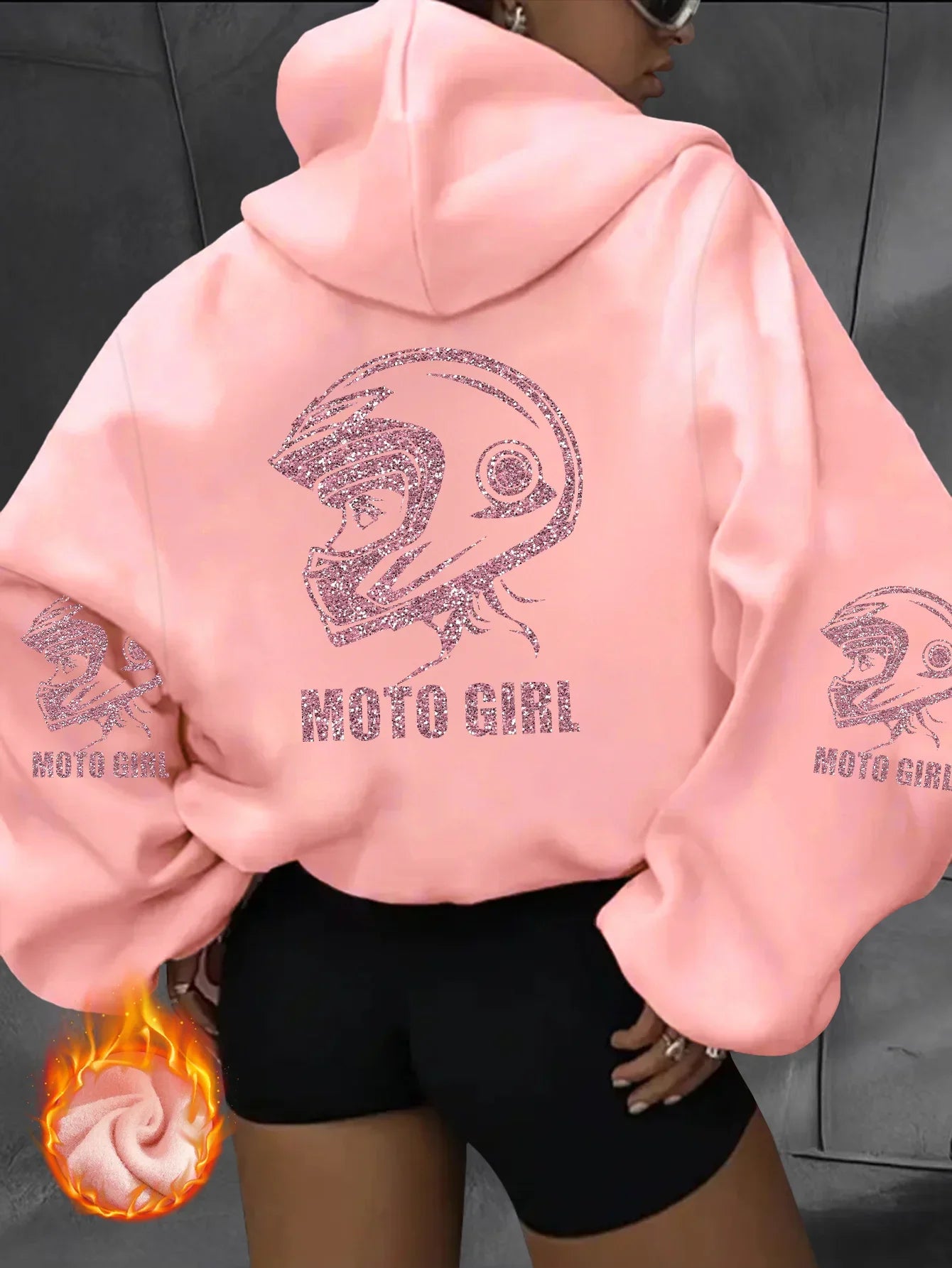 Unisex Motorcycle Hoodie Moto Girl Helmet Graphic Oversized Pullover Sweatshirt Biker Streetwear Autumn Winter