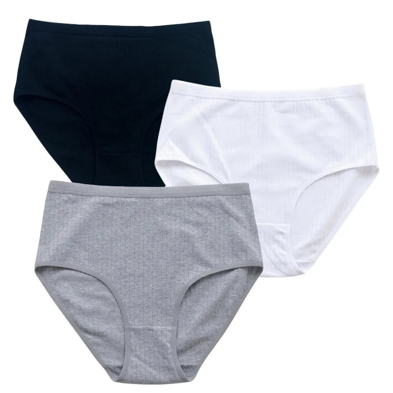 3Pcs/Set Women High Waist Panties Cotton Briefs Tummy Control Underwear Sexy Lingerie Breathable Full-Coverage Underpants S-XXL