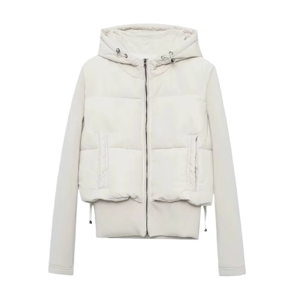 UNIZERA2025 autumn new women's casual fashion slim stretch fabric splicing cotton coat warm hooded cotton coat ATFH