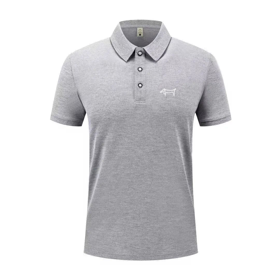 High end luxury men's new T-shirt collar button letter print European style summer hot selling casual sports men's clothing