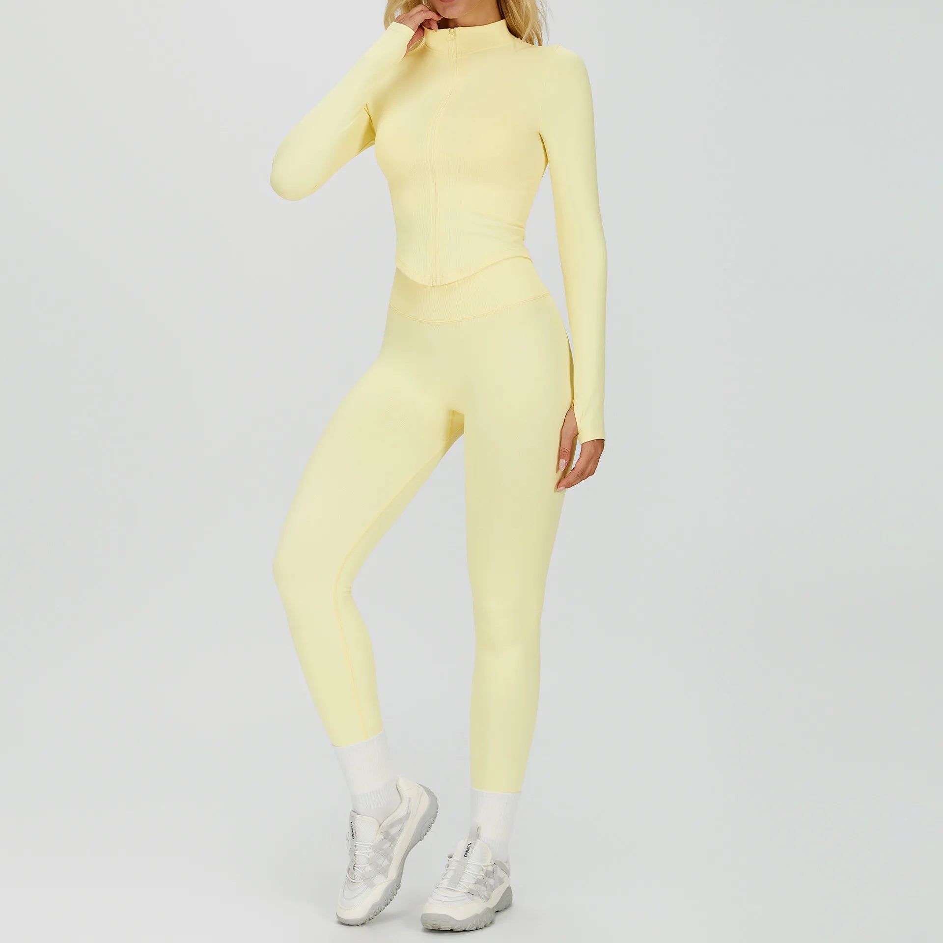 2/3PCS Seamless Tight Yoga Set Sexy Women Tracksuit Waist Cinching Slimming Quick Drying Fitness Set Running Exercise Sports Set - ATFH