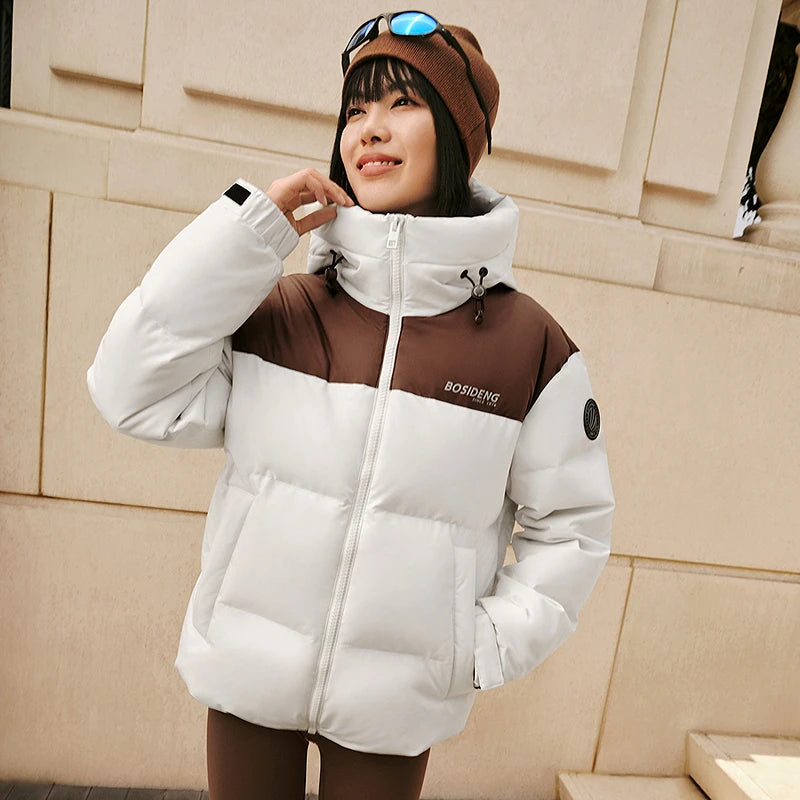 Bosideng Unisex Hooded Short Puffer Jacket Windproof Warm Winter Coat With Inner Pocket And Adjustable Cuffs For Outdoor Street