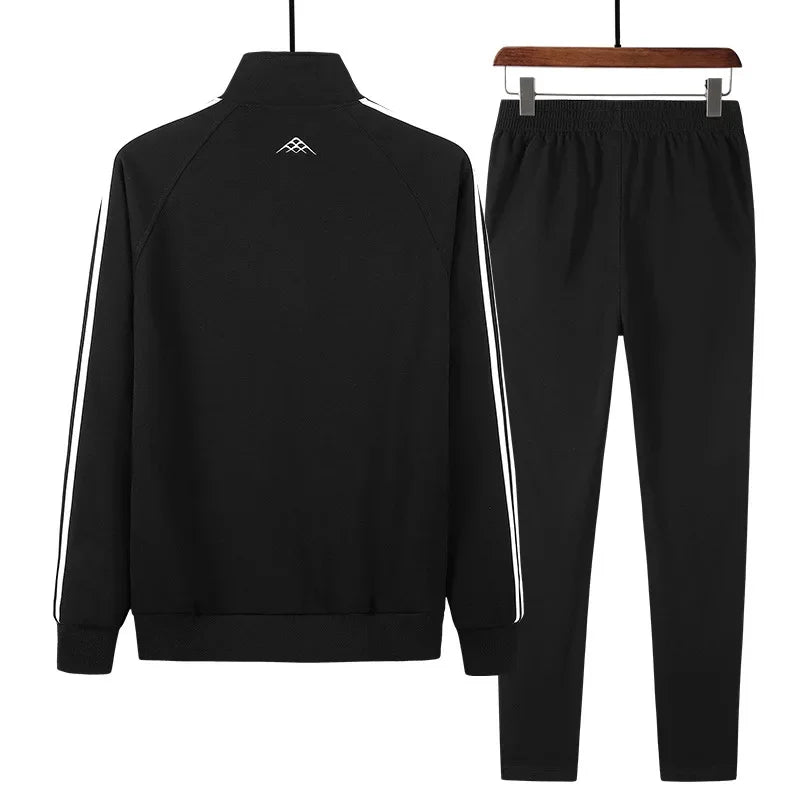 High Quality Cotton Mens Set Autumn Winter New Casual Male Tracksuit Jogger Sweatpants Sets Fashion Men Clothing Plus Size - ATFH