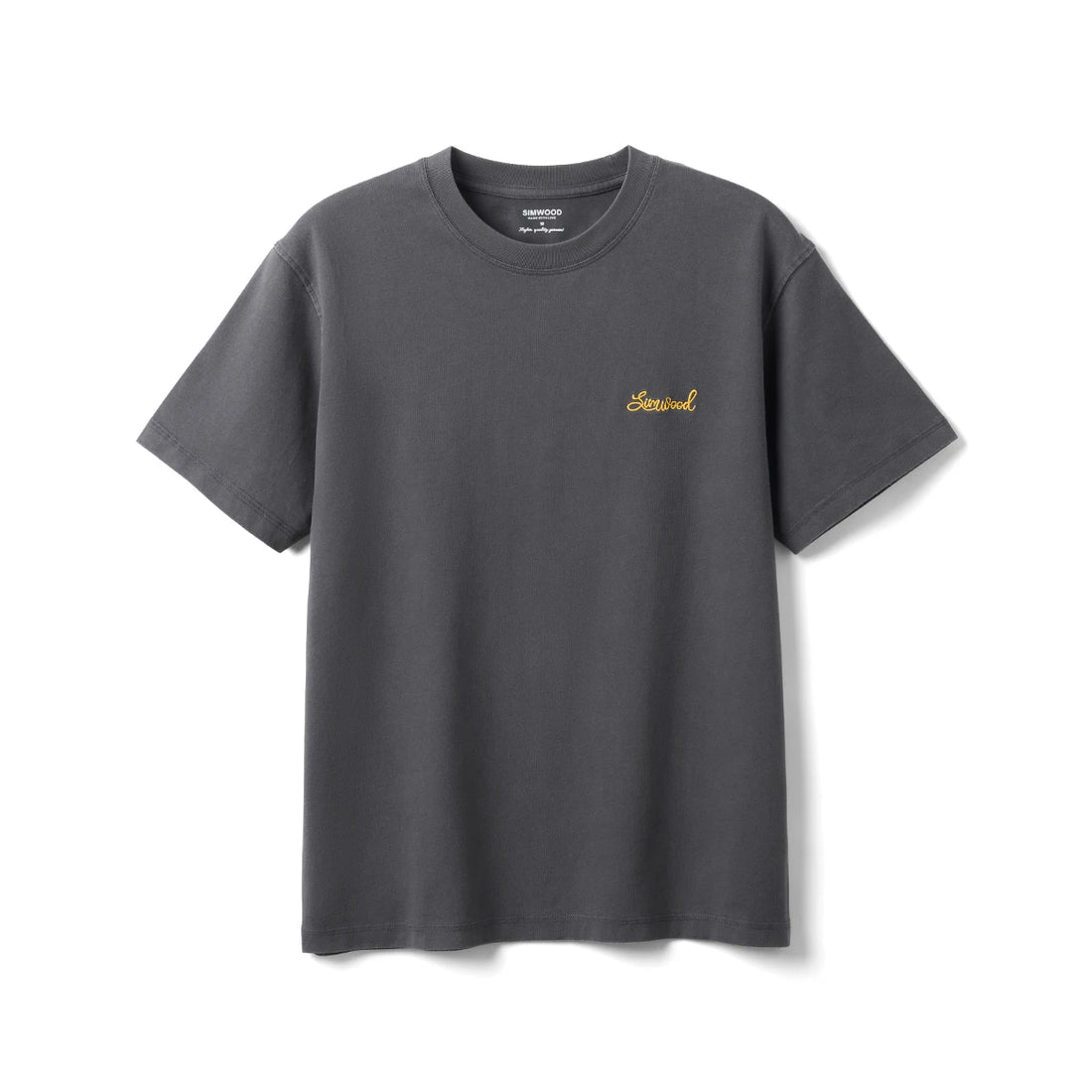 SIMWOOD Summer New 260gsm 100% Cotton Fabric Washed Vintage Letter Print T-shirts Men Plus Size Tops - ATFH