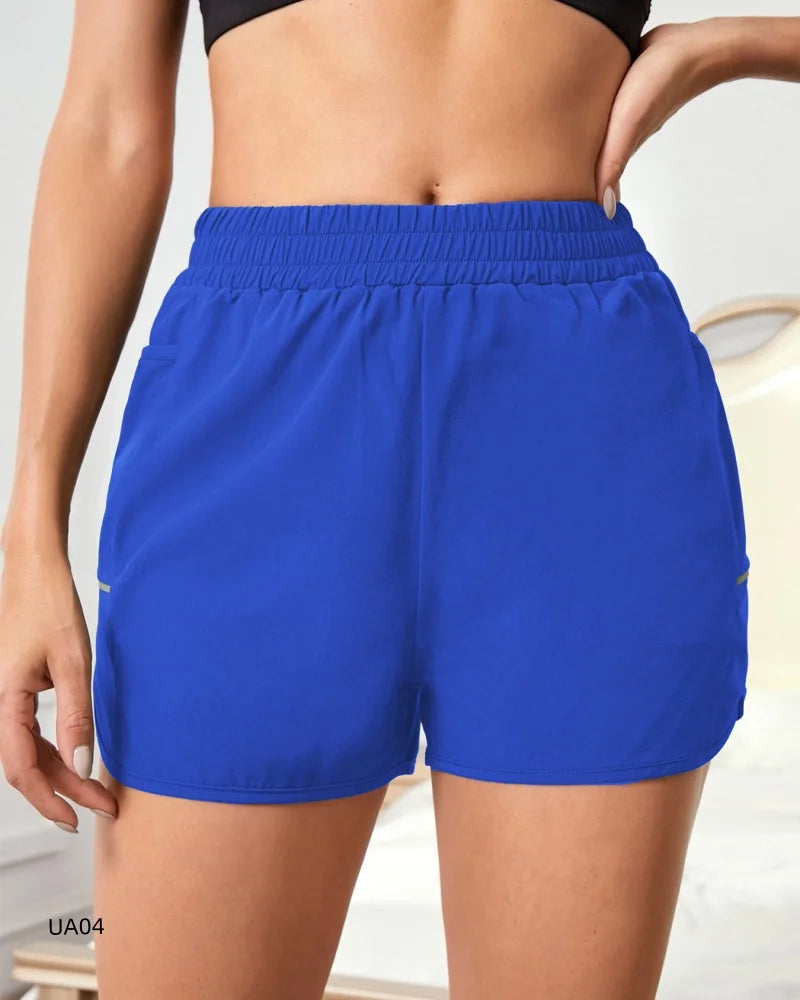 Summer high waisted yoga shorts, fashionable and sexy running and fitness pants, solid color practical pocket casual shorts Tahsi Fashion House